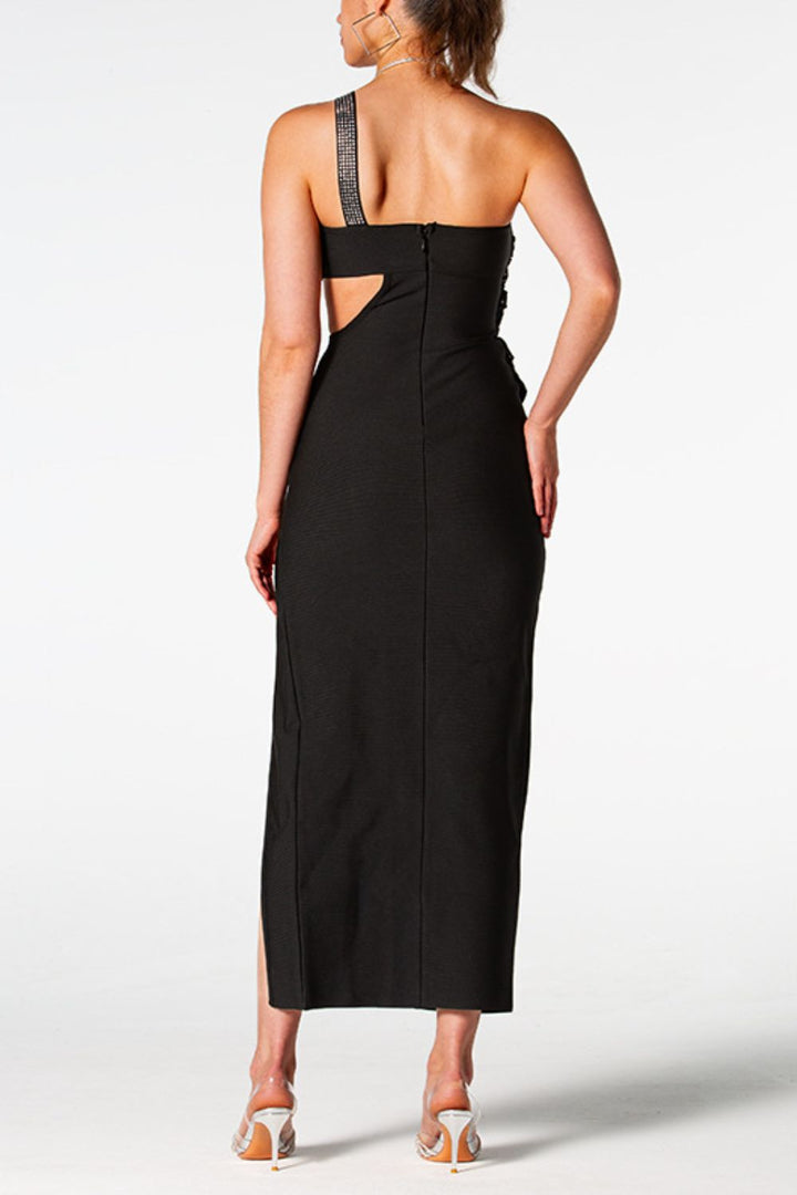 One-Shoulder Cutout Split Dress - Vanity Couture