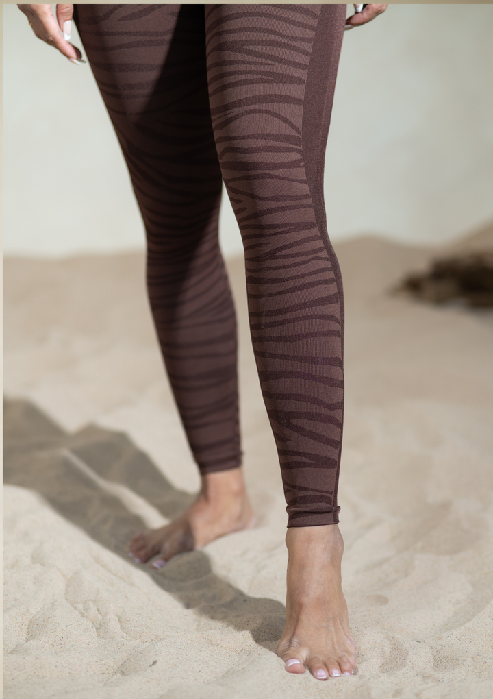 Vanity-Couture-Womens-Luxury-Athleisure-Fitness-Wear-Attire-Gym-Clothing-Destiny-Seamless-Zebra-Print-Sports-Leggings-Tights-In-Metallic-Sparkly-Chocolate-Brown