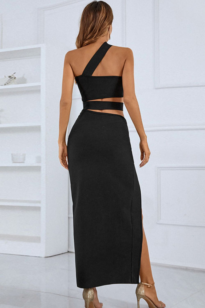 Arabella Asymmetrical Cut Out Slit Maxi Dress - Vanity Couture