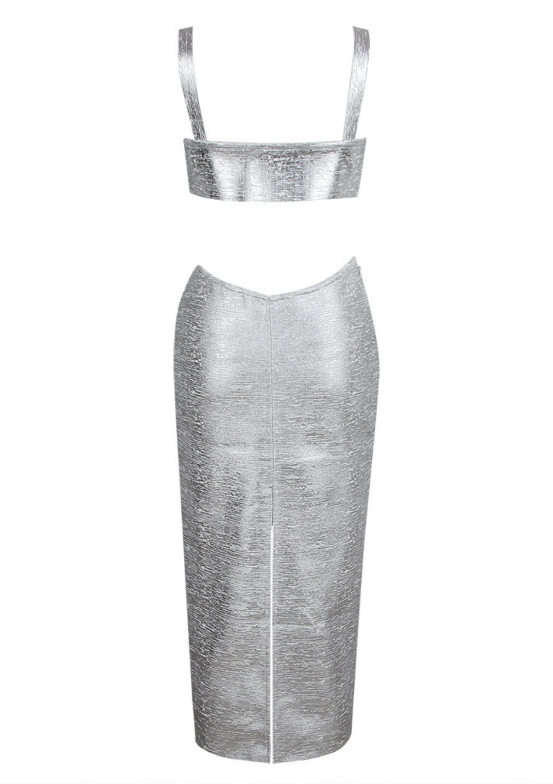 Alexandria-Metallic-Bandage-Dress-Midi-Silver-Sexy-Womens-Fashion-Party-Mermaid-Evening-Dress|Vanity-Couture-Boutique