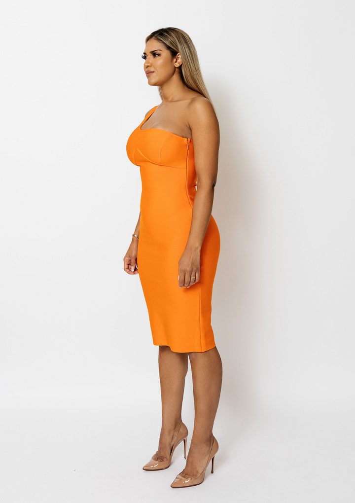 Alicia-One-Shoulder-Bodycon-Midi-Dress-Orange-Womens-Fashion-Styles-Trends|Vanity-Couture-Boutique