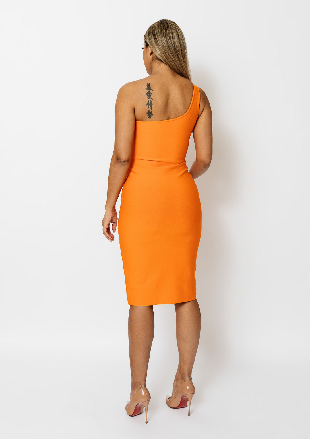 Alicia-One-Shoulder-Bodycon-Midi-Dress-Orange-Womens-Fashion-Styles-Trends|Vanity-Couture-Boutique